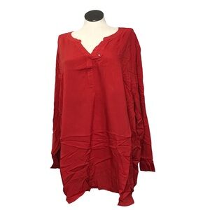 Woman Within Tunic Top Women’s Size 5X (38/40) Color Red Long Sleeve’s Notched